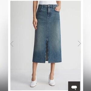 Lafayette 148 New York Blue Denim Midi Skirt